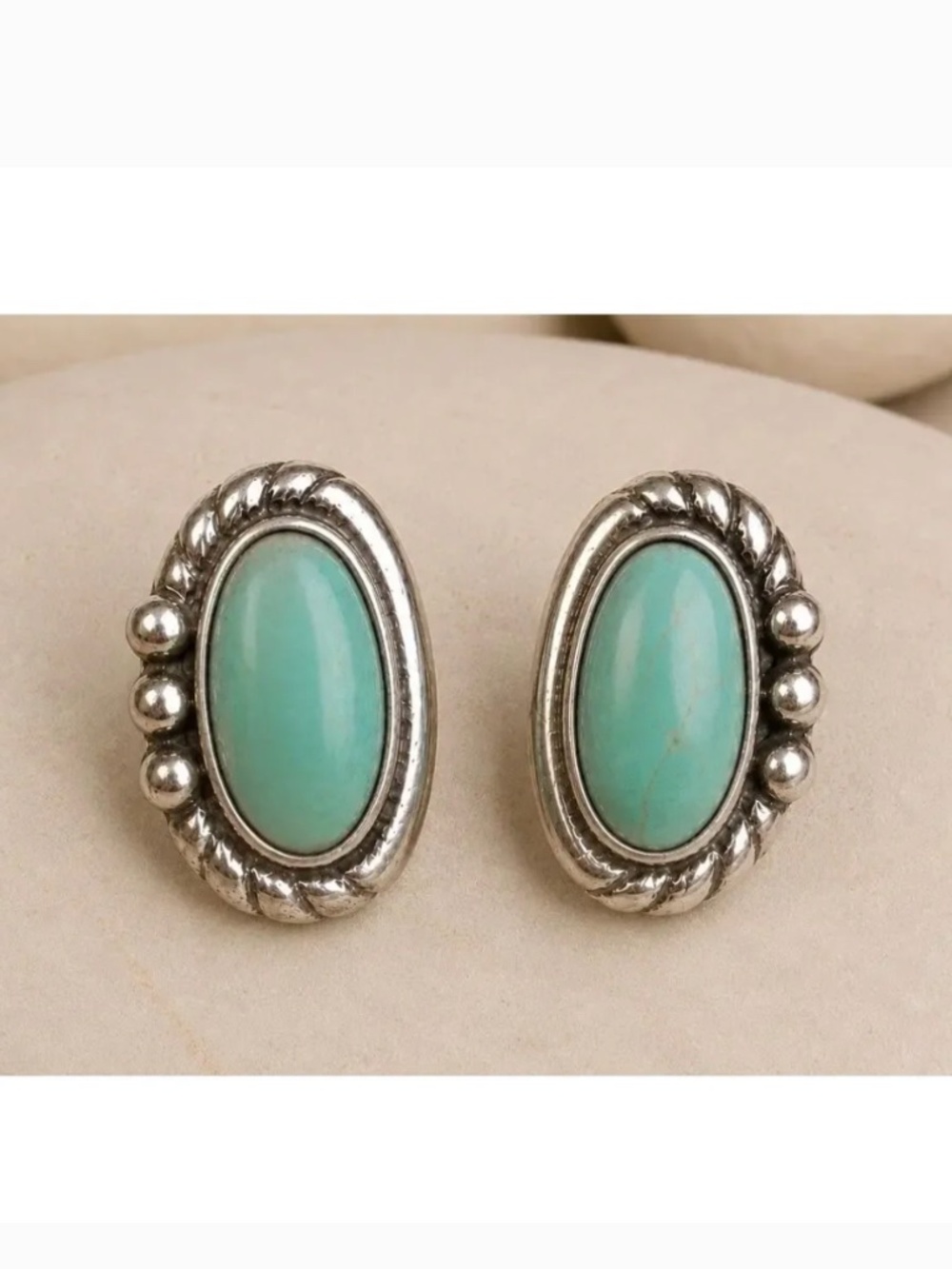 Vintage Navajo Sterling Silver Turquoise Stud Earrings